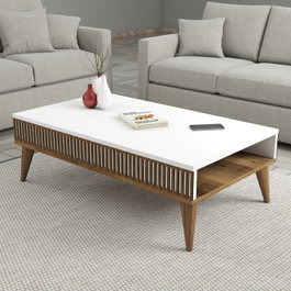 Hanah Home Mesa de Centro Milan Nogal y Blanco